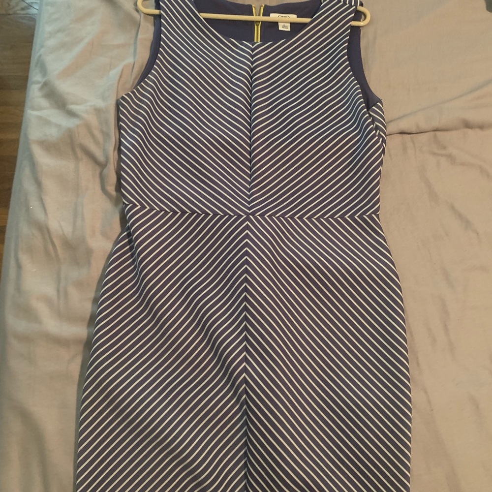 Navy and white striped dress